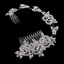 Load image into Gallery viewer, Vintage Large Floral Bridal Hair Combs-Rhinestone Crystal-European Style