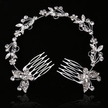 Load image into Gallery viewer, Vintage Large Floral Bridal Hair Combs-Rhinestone Crystal-European Style