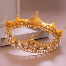 Load image into Gallery viewer, Vintage Gold or Silver Royal Crown for Bride Head Jewelry