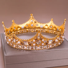 Load image into Gallery viewer, Vintage Gold or Silver Royal Crown for Bride Head Jewelry