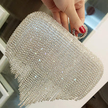Load image into Gallery viewer, Rhinestone Evening Clutch-Purse Luxury Design with Small Silver Shoulder Chain
