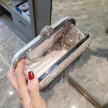 Load image into Gallery viewer, Rhinestone Evening Clutch-Purse Luxury Design with Small Silver Shoulder Chain

