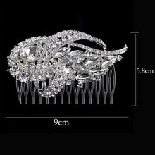 Load image into Gallery viewer, Large Floral Luxury Silver- Crystal Hair Comb for Bride or Quinceanera