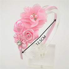 Load image into Gallery viewer, Ribbon Rose and Crystal Hair Band-Headbands got Flower Girls-Hair Accessories