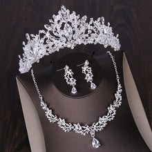 Load image into Gallery viewer, Luxury Heart Crystal Bridal Jewelry Sets Wedding Cubic Zircon Crown Tiaras Earring Choker Necklace Set