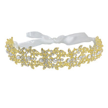 Load image into Gallery viewer, Handmade Crystal Flowers and Ribbon Bridal Headband-Tiara Crown