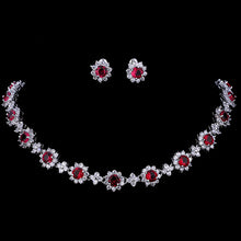 Load image into Gallery viewer, Luxury Colors Abound Cubic Zircon Crystal Bridal Jewelry Set with Necklace and Earrings