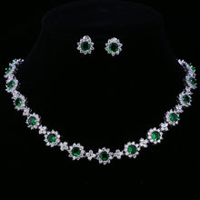 Load image into Gallery viewer, Luxury Colors Abound Cubic Zircon Crystal Bridal Jewelry Set with Necklace and Earrings