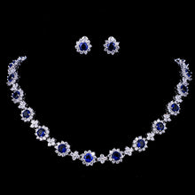 Load image into Gallery viewer, Luxury Colors Abound Cubic Zircon Crystal Bridal Jewelry Set with Necklace and Earrings