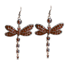 Load image into Gallery viewer, Retro Rhinestone Inlaid Dragonfly Tassel Charm Hook Earrings-Jewelry Gift