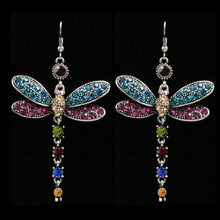 Load image into Gallery viewer, Retro Rhinestone Inlaid Dragonfly Tassel Charm Hook Earrings-Jewelry Gift