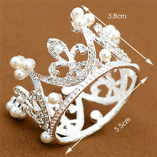 Load image into Gallery viewer, Small Size Pearl Crystal Tiara Mini Crown for Baby-Hair Accessories Jewelry