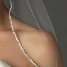 Load image into Gallery viewer, One Tier Cathedral Bridal Veil Crystal Cut Edge with Metal Comb