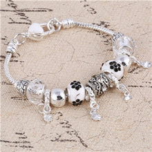 Load image into Gallery viewer, Pink Crystal Charm Silver Color Bracelets & Bangles for Women Murano Beads Silver Plated Bracelet Jewelry