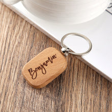 Load image into Gallery viewer, Personalized Wood Heart Key Chain Custom Gifts for wedding gift Custom Engraved wedding names Wood Key Chain