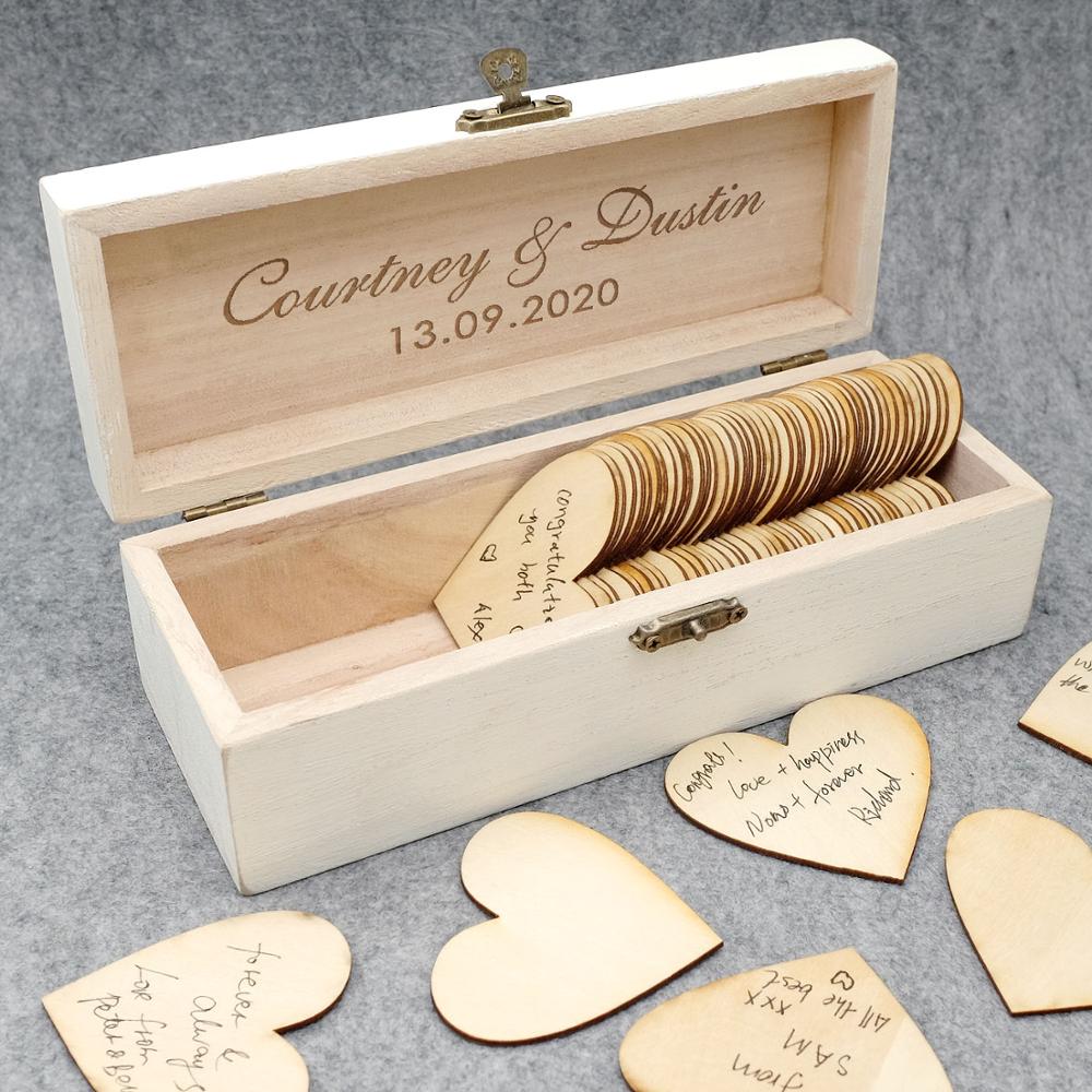 Personalized Wedding Box Keepsake Sign In Alternative Wish Drop Box with Hearts