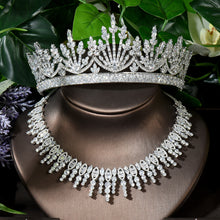 Load image into Gallery viewer, Exclusive Rays of Light Cubic Zircon Crystal Tiara and Bridal Jewelry Set