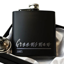 Load image into Gallery viewer, Personalized 6oz Pocket Portable Stainless Steel Flask Groomsmen Gift