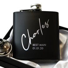 Load image into Gallery viewer, Personalized 6oz Pocket Portable Stainless Steel Flask Groomsmen Gift