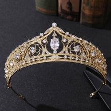 Load image into Gallery viewer, Baroque Luxury Geometric Pattern Rhinestone Crystal Bridal Tiara-Crown