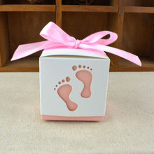 Load image into Gallery viewer, 20/50/100pcs Footprint Candy Favor Box-Baby Shower-Party Favor Boxes- Baptism Container Gift Box
