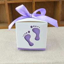 Load image into Gallery viewer, 20/50/100pcs Footprint Candy Favor Box-Baby Shower-Party Favor Boxes- Baptism Container Gift Box