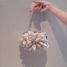 Load image into Gallery viewer, Satin Polyester Beige Flower Bridal Purse- Wedding Clutch