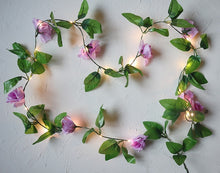 Load image into Gallery viewer, 2.4M Rose Flower Decorative Garland Battery Copper LED Fairy String Lights for Christmas Wedding Decoration Party event