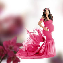 Load image into Gallery viewer, Pregnancy Cloth Cotton-Chiffon Maternity Off Shoulder Gown-Dress
