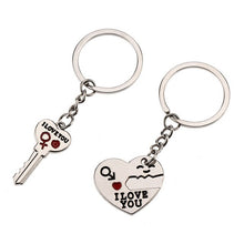 Load image into Gallery viewer, Silver Heart-Shaped Couples Matching Keychain