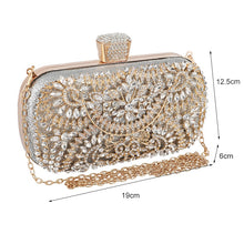 Load image into Gallery viewer, Diamond Evening Clutch Bag For Wedding-with Chain and Metal Handle-Clutch Purse