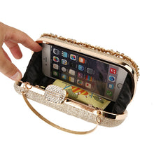 Load image into Gallery viewer, Diamond Evening Clutch Bag For Wedding-with Chain and Metal Handle-Clutch Purse