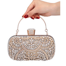 Load image into Gallery viewer, Diamond Evening Clutch Bag For Wedding-with Chain and Metal Handle-Clutch Purse