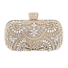 Load image into Gallery viewer, Diamond Evening Clutch Bag For Wedding-with Chain and Metal Handle-Clutch Purse