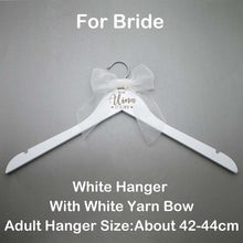 Load image into Gallery viewer, Personalized Wedding Hanger Bridal Shower Gift Customized Name Wood Hanger Bridesmaid Groomsmen Hanger Laser Cut Dress Hanger