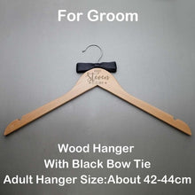 Load image into Gallery viewer, Personalized Wedding Hanger Bridal Shower Gift Customized Name Wood Hanger Bridesmaid Groomsmen Hanger Laser Cut Dress Hanger