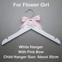Load image into Gallery viewer, Personalized Wedding Hanger Bridal Shower Gift Customized Name Wood Hanger Bridesmaid Groomsmen Hanger Laser Cut Dress Hanger