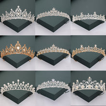 Load image into Gallery viewer, Gold or Silver Tone Crystal Rhinestone and Pearl Quince Tiaras and Wedding Crowns