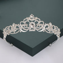 Load image into Gallery viewer, Gold and Silver Tone Crystal Rhinestone and Pearl Quince Tiaras and Wedding Crowns
