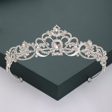 Load image into Gallery viewer, Gold or Silver Tone Crystal Rhinestone and Pearl Quince Tiaras and Wedding Crowns