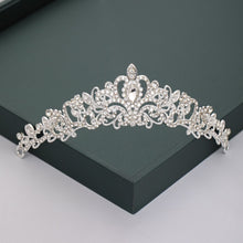 Load image into Gallery viewer, Gold or Silver Tone Crystal Rhinestone and Pearl Quince Tiaras and Wedding Crowns