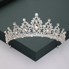 Load image into Gallery viewer, Gold or Silver Tone Crystal Rhinestone and Pearl Quince Tiaras and Wedding Crowns