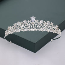 Load image into Gallery viewer, Gold or Silver Tone Crystal Rhinestone and Pearl Quince Tiaras and Wedding Crowns