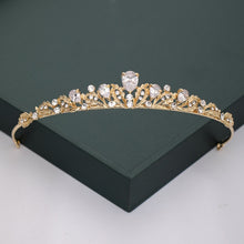 Load image into Gallery viewer, Gold or Silver Tone Crystal Rhinestone and Pearl Quince Tiaras and Wedding Crowns
