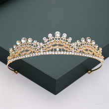 Load image into Gallery viewer, Gold or Silver Tone Crystal Rhinestone and Pearl Quince Tiaras and Wedding Crowns