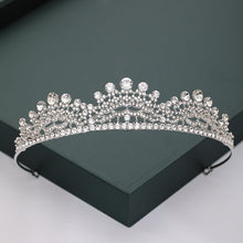 Load image into Gallery viewer, Gold or Silver Tone Crystal Rhinestone and Pearl Quince Tiaras and Wedding Crowns