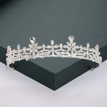 Load image into Gallery viewer, Gold or Silver Tone Crystal Rhinestone and Pearl Quince Tiaras and Wedding Crowns