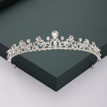 Load image into Gallery viewer, Gold or Silver Tone Crystal Rhinestone and Pearl Quince Tiaras and Wedding Crowns
