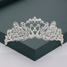 Load image into Gallery viewer, Gold or Silver Tone Crystal Rhinestone and Pearl Quince Tiaras and Wedding Crowns