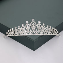 Load image into Gallery viewer, Gold or Silver Tone Crystal Rhinestone and Pearl Quince Tiaras and Wedding Crowns